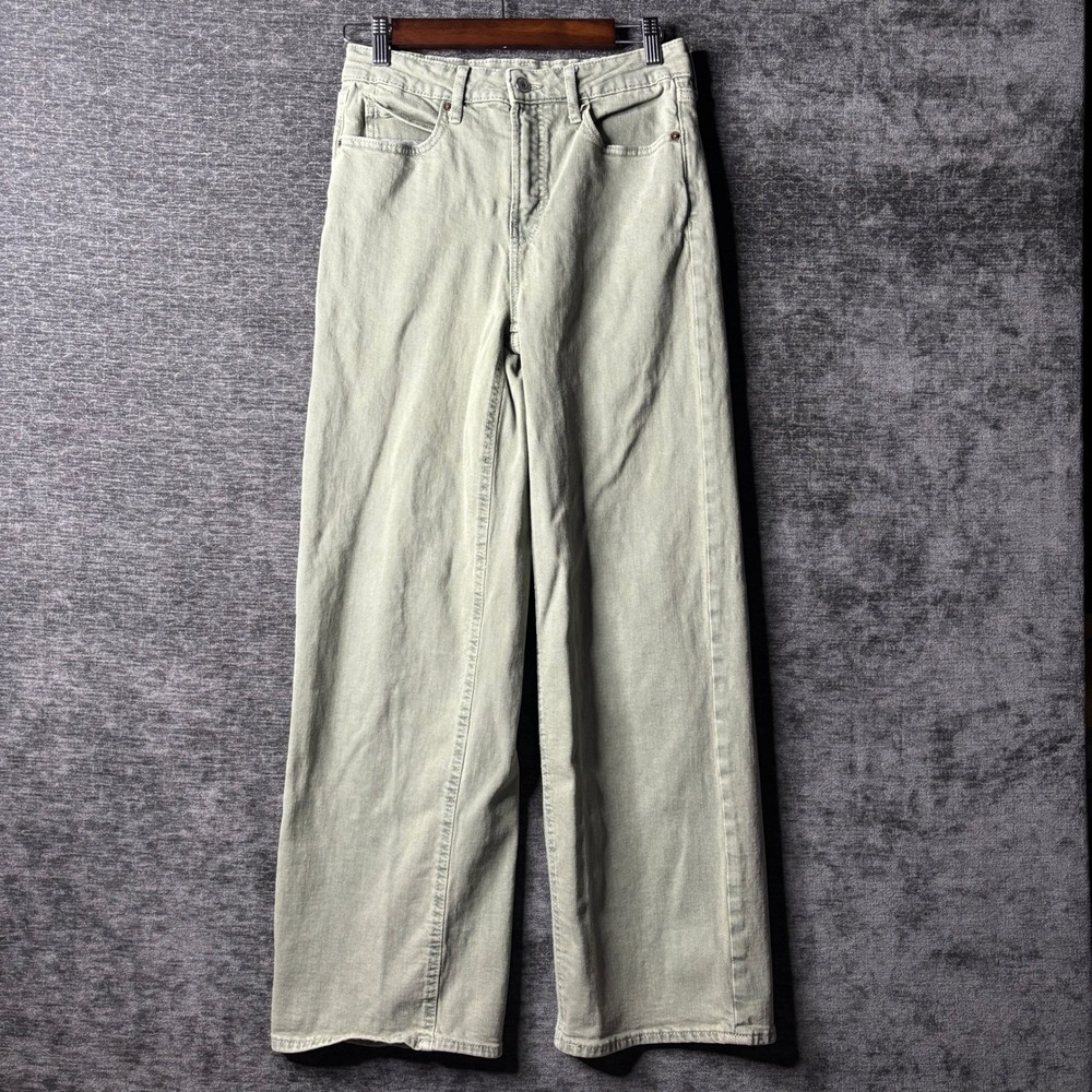 Old Navy Extra High Rise Sky-Hi Wide Leg Jeans Sage Green Size 2 28x30 Y2K